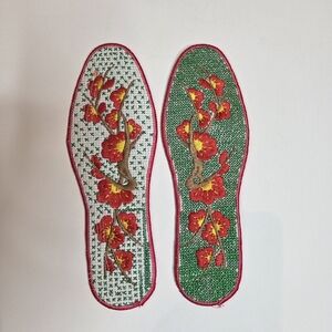 Decorative Shoe Inserts With Floral Cherry Tree Embroidery